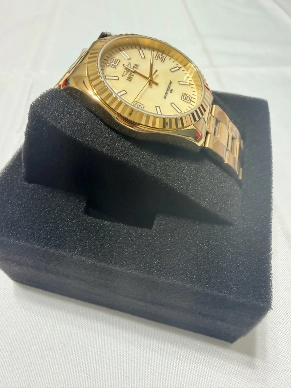 Invicta Men’s Gold-Tone Stainless Steel Watch with Mother of Pearl dial